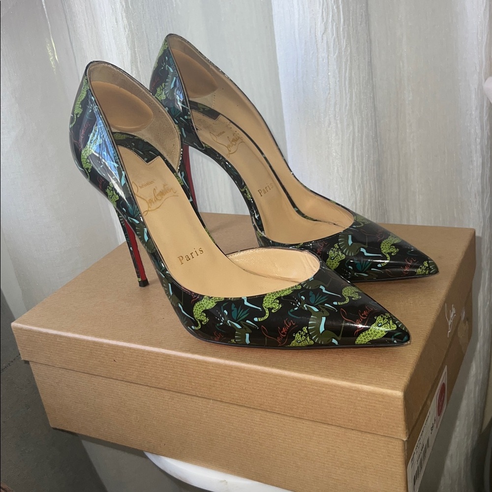 Christian Louboutin Iriza 100mm heel patent leather Jungle print